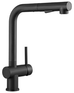 Miscelatore da cucina estraibile - Due tipi di getto - Acciaio inossidabile 304 - Design a tre vie a forma di "L" - Acqua calda e fredda - Miscelatore monocomando - Colore nero