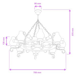 Brilagi - Lampadario a sospensione TIMONA a catena, 8xE14/40W/230V, diam. 70 cm, finitura faggio