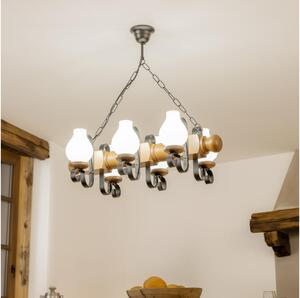 Brilagi - Lampadario a sospensione con catena RUSTIC 6xE14/40W/230V faggio/noce