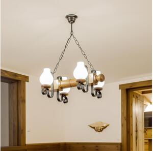 Brilagi - Lampadario a sospensione con catena RUSTIC 4xE14/40W/230V faggio/noce