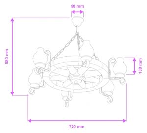 Brilagi - Lampadario a sospensione con catena ROATA 6xE14/40W/230V diam. 70 cm faggio