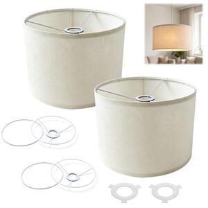 2 paralumi in tessuto beige, grandi, diametro 30x20 cm, con adattatore da E27 a E14, ideali per lampade da tavolo, abat-jour, lampade a sospensione e lampade da terra. Sostituzione per paralumi in lino, forma a cilindro