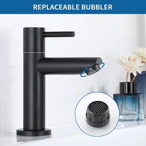 Miscelatore per lavabo - Rubinetto per acqua fredda per il bagno - Montaggio a pavimento - Acciaio inossidabile 304 - Cartuccia in Vetroceramica - Monocomando - Montaggio monoblocco - Nero