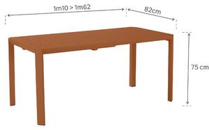 Tavolo da giardino allungabile Idaho NATERIAL in alluminio arancio / ramato per 6 persone 110/162x82cm