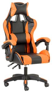 Sedia da gaming, ergonomica, regolabile, in ecopelle, color arancione