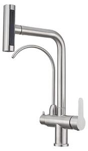 Miscelatore a cascata - Miscelatore per cucina - 4 funzioni - Acqua calda e fredda - Bocchetta flessibile - Rotazione a 360° - Acciaio inossidabile - Finitura spazzolata