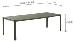 Tavolo da giardino allungabile Idaho NATERIAL in alluminio verde per 8 persone 180/240x100cm