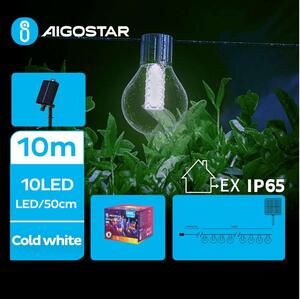 Aigostar - Catena decorativa solare a LED 10xLED/8 funzioni 10,5m IP65 bianco freddo