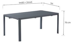 Tavolo da giardino allungabile Idaho NATERIAL in alluminio grigio / argento per 8 persone 180/240x100cm