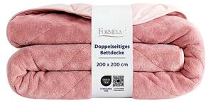 Wellsoft, coperta reversibile per letto, 200x200 cm, coperta per tutte le stagioni, tinta unita – rosa cipria
