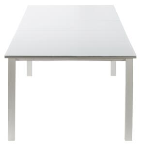 Tavolo da giardino allungabile Odyssea NATERIAL in alluminio con piano in vetro texturizzato bianco per 12 persone 256/320x100cm