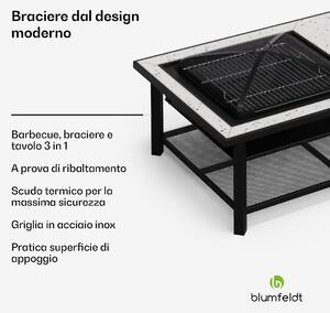 Blumfeldt Merano Avanzato L - Braciere 3 in 1 con funzione grill, utilizzabile come tavolo, 122 x 87 cm