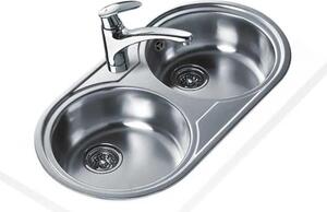 Teka DR 80 2C, Lavello da incasso, Ovale, Acciaio inossidabile, Acciaio inossidabile, 2 vasche/vaschette, Circolare