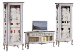 MOBILI 2G - Parete attrezzata classica legno shabby bianco argento