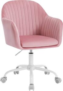 Sedia da scrivania WOLTU, sedia da ufficio ergonomica, con braccioli, in velluto, struttura in metallo: Colore: Rosa