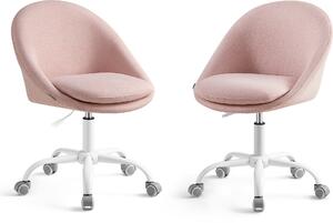 SONGMICS Set da 2 sedie da ufficio, sedie girevoli, sedie da scrivania, rosa