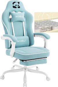 Sedia da gaming WOLTU con cuscini a molle insacchettate, sedia girevole ergonomica, tessuto a rete: Colore azzurro