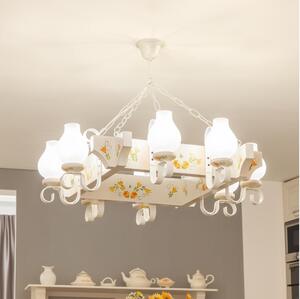 Brilagi - Lampadario a catena QUEEN 8xE14/40W/230V faggio/crema