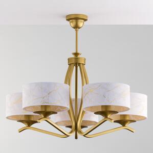 Jupiter 2110 - Lampadario su asta KASZMIR 5xE27/15W/230V bianco/oro/effetto marmo
