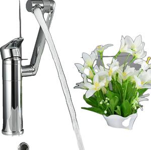 Miscelatore per lavabo argento, design moderno cromato, rotazione a 360°, ottone di alta qualità