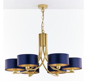 Jupiter 2095 - Lampadario con catena ARTHUR 6xE27/15W/230V blu/oro