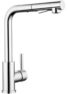 Miscelatore per cucina - Miscelatore estraibile a forma di L - Girevole a 360°, 2 getti - Acqua calda/fredda - Acciaio inossidabile 304 - Monocomando - Attacco G3/8 - Finitura cromata lucida