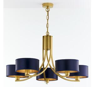 Jupiter 2094 - Lampadario a catena ARTHUR 5xE27/15W/230V blu/oro