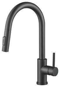 Miscelatore per lavello da cucina – Miscelatore estraibile – Acciaio inossidabile 304 – Due tipi di getto – Acqua fredda e calda – Miscelatore monocomando – Nero