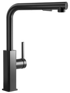 Miscelatore da cucina – Miscelatore estraibile a forma di L – Girevole a 360° – 2 modalità di spruzzo – Acqua calda e fredda – Acciaio inossidabile 304 – Nero opaco
