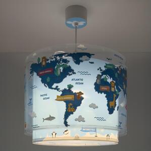 Dalber 40672 - Lampadario per bambini WORLD 1xE27/15W/230V blu
