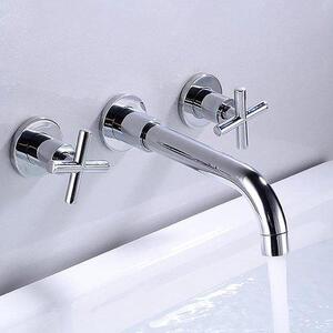 Rubinetto da parete - Rubinetto da lavabo Rubinetto da miscela - Uso quotidiano - Cascata - 20cm Walk-out - Cromo
