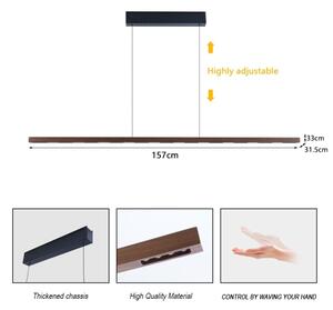 Immax NEO 07309L-LED Lampada a sospensione dimmerabile su cavi con sensore MADEIRA 37W/230V 157 cm finitura noce
