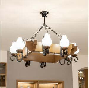 Brilagi - Lampadario a sospensione con catena QUEEN 8xE14/40W/230V faggio/noce