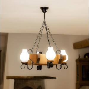 Brilagi - Lampadario a sospensione con catena QUEEN 4xE14/40W/230V faggio