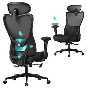 SONGMICS Sedia da ufficio ergonomica, sedia da scrivania, sedia da computer, supporto lombare e poggiatesta regolabili