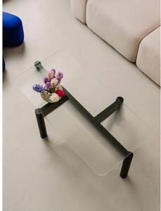 Tavolino da salotto in legno di faggio con piano in vetro Kob