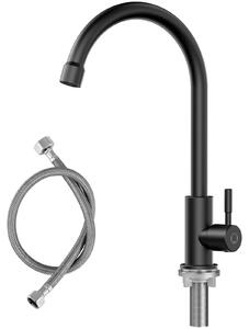 Miscelatore per cucina - Rubinetto per acqua fredda - Acciaio inossidabile 304 - Girevole a 360° - Comando monocomando - Installazione monoblocco - Nero