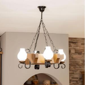 Brilagi - Lampadario a sospensione con catena QUEEN 4xE14/40W/230V faggio/noce
