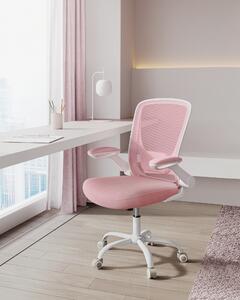 SONGMICS Sedia da scrivania, rivestimento in rete traspirante, rosa pastello