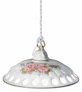 Lampadario Classico Napoli Ceramica E Ottone Satinato Decorato 1 Luce E27