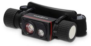 Nedis LHLR10WBK - Lampada frontale ricaricabile dimmerabile a LED, 10W/5V, 2200 mAh, IPX8, nera