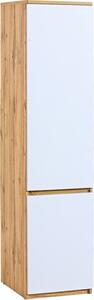 Minio, armadio "ARCCA 2", mobiletto per ufficio, finitura rovere Wotan / colore bianco