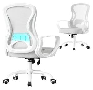 Sedia da ufficio ergonomica SONGMICS, sedia girevole con tessuto a rete, sedia da scrivania con supporto lombare, funzione dondolo, braccioli, per studio, camera da letto