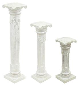 Colonna decorativa antica per fiori, pilastro decorativo, supporto, base, piedistallo, portafiori in legno, disponibile in molti modelli diversi. Modello colonna, finitura anticata "argento", altezza 60 cm