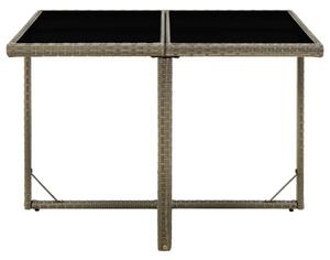 Tavolo da Giardino Grigio 109x107x74 cm in Polyrattan e Vetro