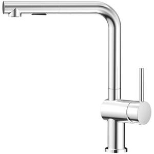 Miscelatore da cucina – Miscelatore estraibile a forma di L – Finitura spazzolata – Rotazione a 360° – 2 tipi di getto – Acqua calda e fredda – Acciaio inossidabile 304 – Attacco G3/8