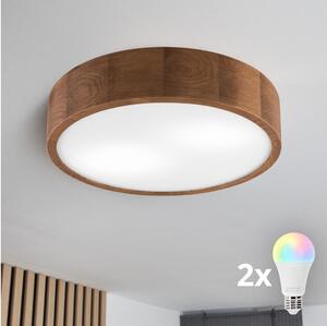 Brilagi - LED RGBW dimmerabile plafoniera CARVALHO 2xE27/9W/230V Wi-Fi rovere pr. 37,5