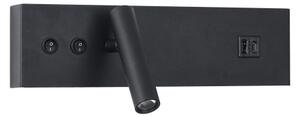 Brilagi-LED Lampada da parete orientabile con porta USB NOCTIS LED/3W/230V+LED/9W nera