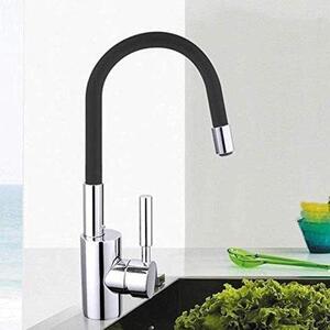Miscelatore da cucina - Rubinetto acqua con tubo flessibile - Utilizzo versatile - Ruotabile a 360 gradi - Foro singolo - Cromo