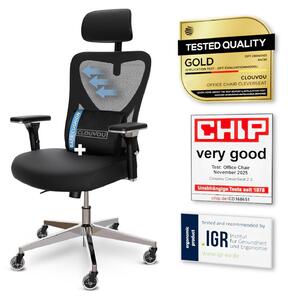 Sedia da ufficio ergonomica Sedia da scrivania Sedia girevole - Portata 150 kg - Schienale in mesh - Nero - Per computer e gaming